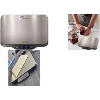 Little Balance LB 8705 c-Parfait bilancia da cucina digitale ricaricabile con USB-C, 5 kg, precisione 1 g, senza batterie, LCD