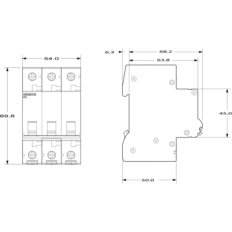 SIEMENS 5TL13910 sezionatore 100A 3 poli 400V AC guida DIN