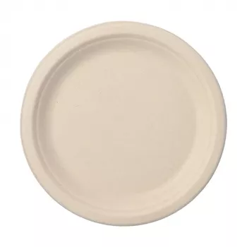 PAPSTAR piatto pure in canna da zucchero, rotondo, 230 mm, 50 pezzi, compostabile, adatto al microonde 89866