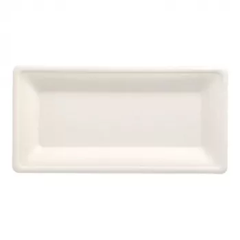 PAPSTAR piatto pure in canna da zucchero, rettangolare, 130 x 260 mm, 50 pezzi, compostabile, adatto al microonde 89746