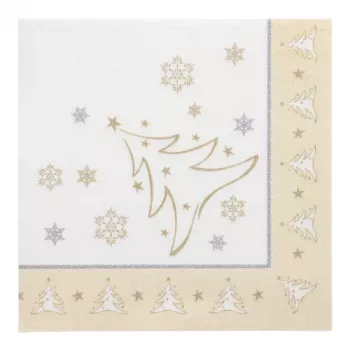 PAPSTAR X-Mas Elegance Gold tovaglioli motivo natalizio, tissue, 4 strati, piega 1/4, 400 x 400 mm, 1 pezzo (87104)