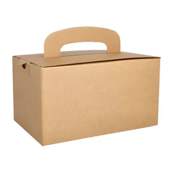 PAPSTAR pure Lunchbox con manico, cartone marrone, 424 g/m², pieghevole, 1 pezzo 88980