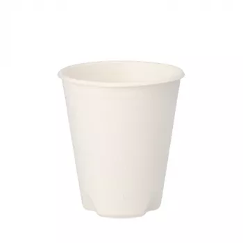 PAPSTAR pure Bicchiere in canna da zucchero 0,2 L, bianco, confezione da 12, compostabile e adatto al microonde 89853