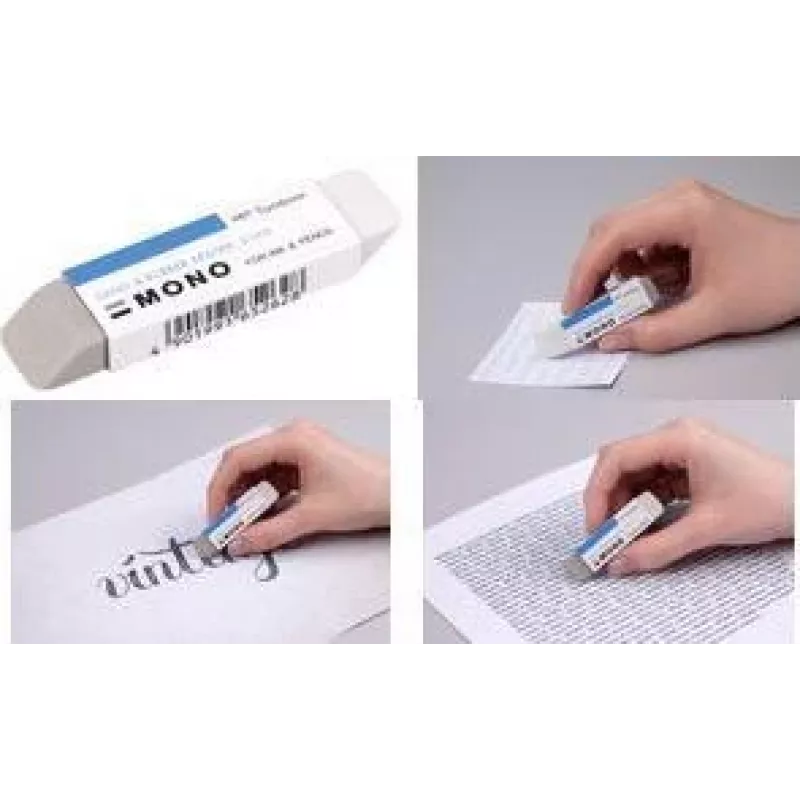 Tombow MONO Sand & Rubber Gomma da cancellare combinata, gomma naturale, bianco/grigio, 1 pezzo (ES-510B)