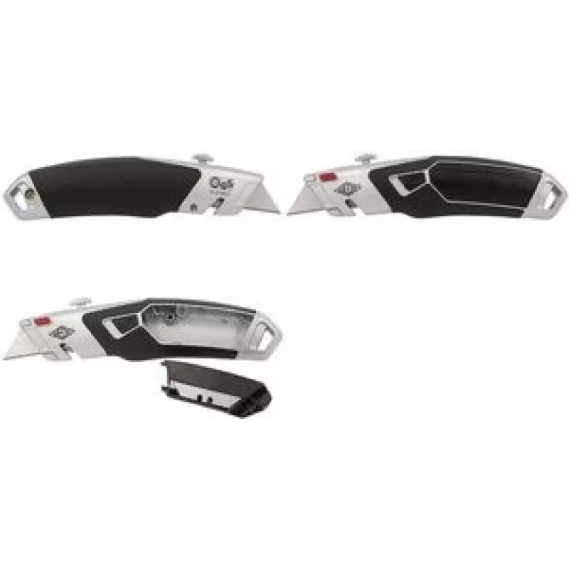 WEDO Taglierino di sicurezza Profi Plus II, rientro lama automatico a 3 stadi, argento/nero, 3 profondità di taglio, 1 pezzo (78 851)