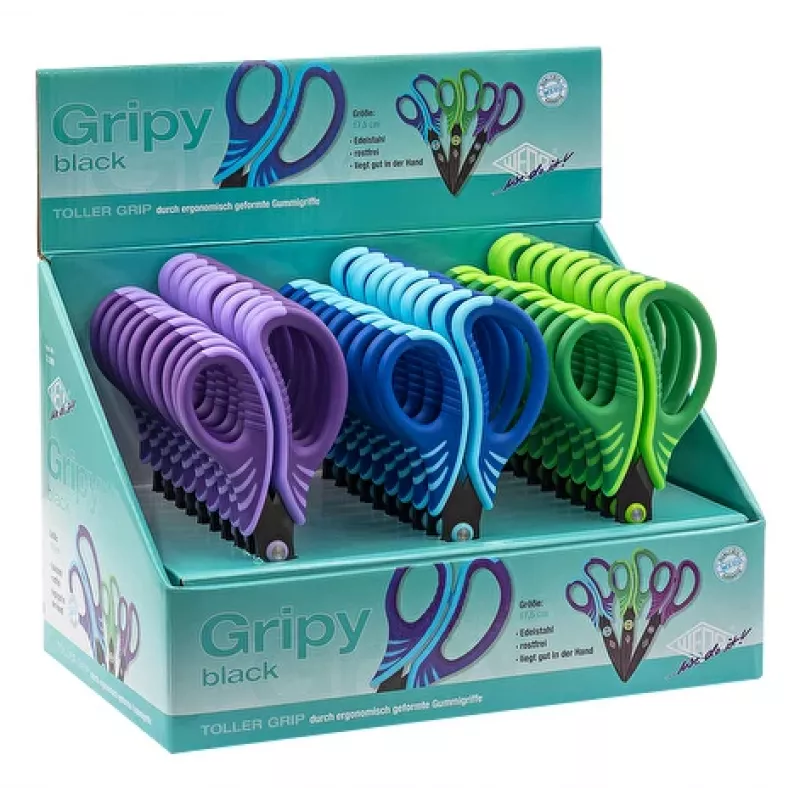 WEDO Gripy forbici per bricolage, punta arrotondata, 175 mm, nero, per destrimani, confezione da 30 732 699