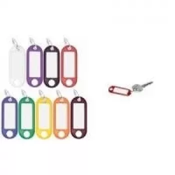 WEDO portachiavi con anello, diametro 18 mm, custodia in plastica viola, etichetta bianca scrivibile sostituibile 262 801808