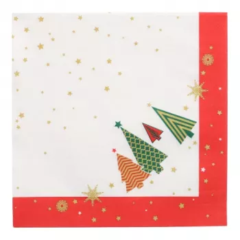 PAPSTAR tovaglie di carta natalizie alberi di Natale 400 x 400 mm, 3 strati, piega 1/4, 20 tovaglioli 89783
