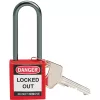 Brady lucchetto di sicurezza compatto in nylon rosso, altezza archetto 50 mm, archetto in alluminio 4,7 mm, chiave non unica? No, chiavi diverse, confezione da 6 (814136)