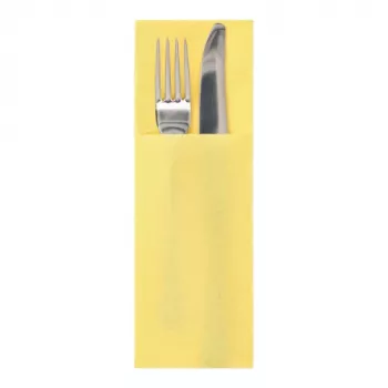 PAPSTAR DAILY Collection tovagliolo giallo in tissue con tasca per posate, 2 veli, 400 x 330 mm (piegato 200 x 85 mm), 50 pezzi 37047