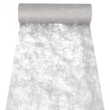 PAPSTAR Sizoflor runner da tavolo e nastro decorativo, argento, 25 m x 30 cm, impermeabile, 75% poliestere / 25% poliammide 37064
