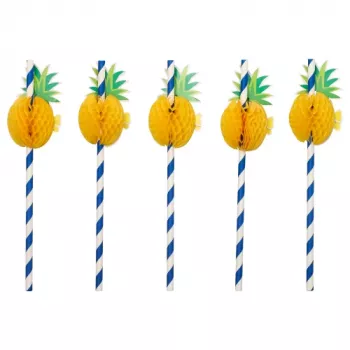 PAPSTAR cannucce di carta ananas, 200 mm, blu/bianco, 250 pezzi (87780)