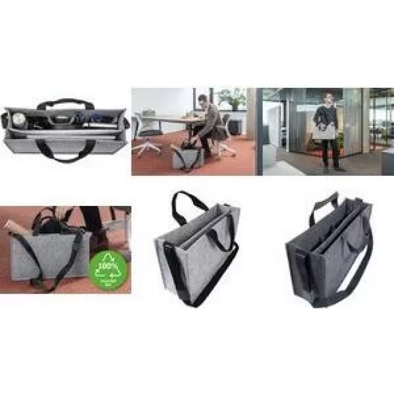 SIGEL borsa business in feltro Desk Sharing Bag Classic L, grigio feltro sintetico, 2 manici e tracolla regolabile, 1 pezzo (BA409)