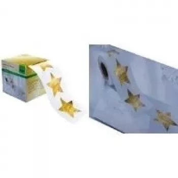 SIGEL stelle di Natale adesive, stampa oro, 47 x 47 mm, in rotolo (CS112)