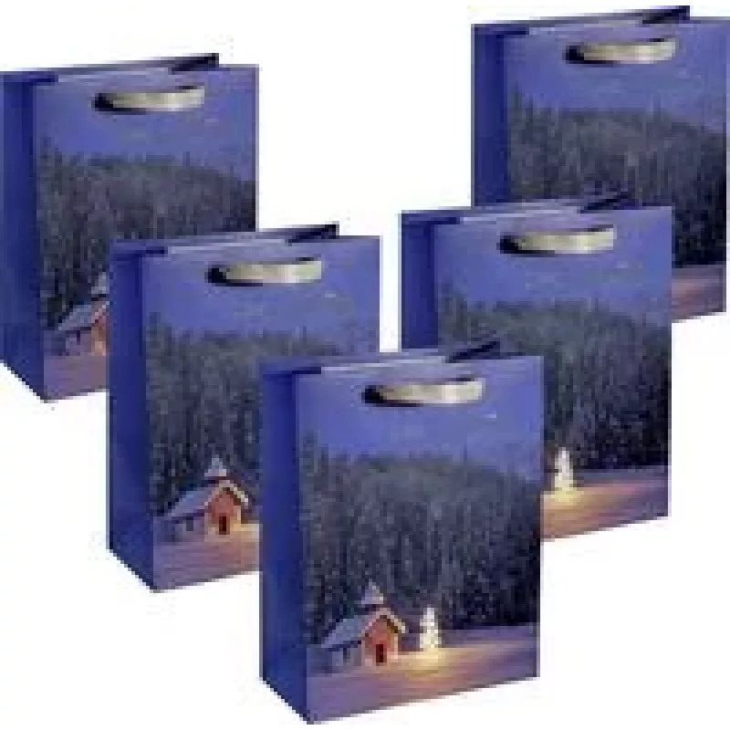 SIGEL GT115 sacchetti regalo grandi Weihnachtskapelle, 26 x 33 cm, confezione da 5