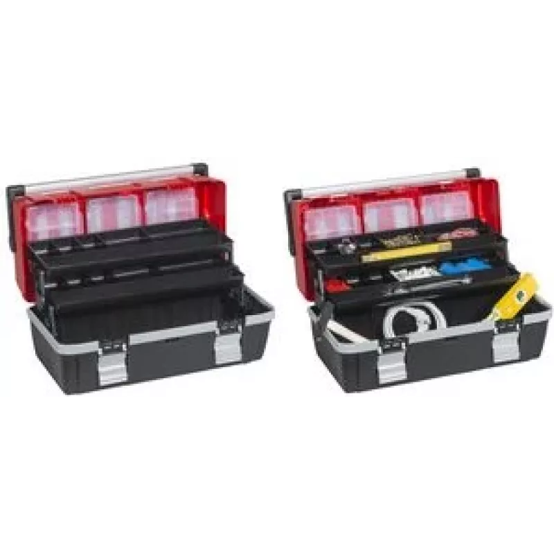 allit McPlus Alu C 22 valigetta portautensili, polipropilene, rosso/nero, 2 vaschette a cantilever 457021
