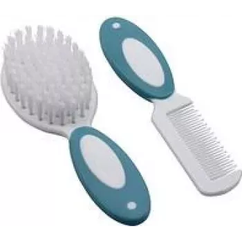 Olympia H+H set spazzola e pettine per neonati BS 868, setole naturali, extra morbide, bianco, 98374