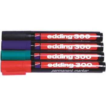 Edding 300-E4 set pennarelli, 4 pz., nero/blu/verde/rosso 4-300-4