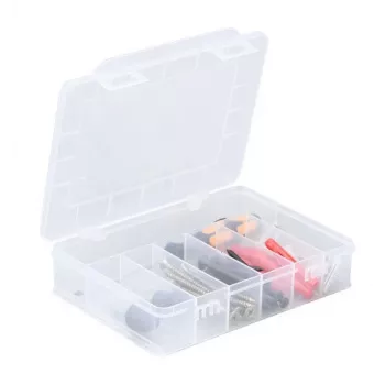 ALLIT EuroPlus Basic scatola assortimento 18/7, polipropilene trasparente ad alta resistenza agli urti, 7 scomparti, nero 457180