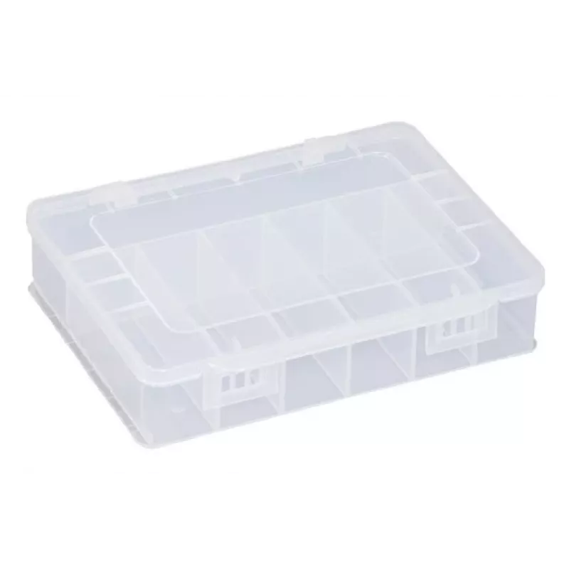 ALLIT EuroPlus Basic scatola assortimento 18/7, polipropilene trasparente ad alta resistenza agli urti, 7 scomparti, nero 457180