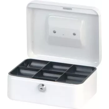MAUL cassetta portavalori bianca 200x170x90 mm acciaio con serratura a cilindro e 2 chiavi 56102-02