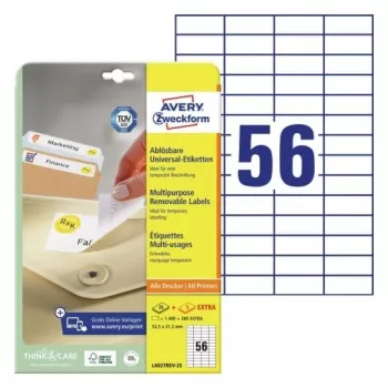 AVERY Zweckform Etichette universali 52,5 x 21,2 mm bianco rimovibili con bordo ProNature 25 fogli (L6027REV-25)