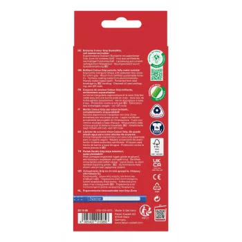 Faber-Castell Colour GRIP matite colorate triangolari, colori assortiti, 10 pezzi, zona Soft-Grip, mina 3,3 mm infrangibile, vernice a base acqua, astuccio promozionale 201585