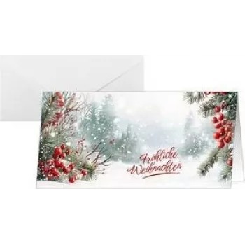 SIGEL DS645 biglietto di Natale Scandinavian Snow, DIN Lang orizzontale, cartoncino bianco 250 g/m², inkjet/laser/fotocopiatrice, 1 pezzo
