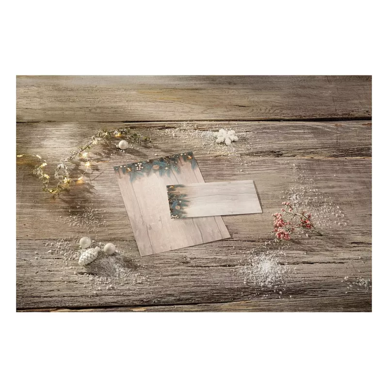 SIGEL carta da lettere di Natale Golden Greens motivo DIN A4 - 90 g/m² - A4 (DP664)