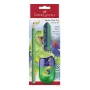 Faber-Castell Dino Jumbo set di scrittura, verde, 3 penne, mina 3 mm, ergonomico triangolare, infrangibile, da 3 anni 111529