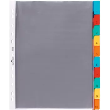 DURABLE A4 indice buste portadocumenti, 10 parti, linguette colorate assortite, polipropilene 663219