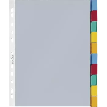 DURABLE A4 indice buste portadocumenti, 10 parti, linguette colorate assortite, polipropilene 663219