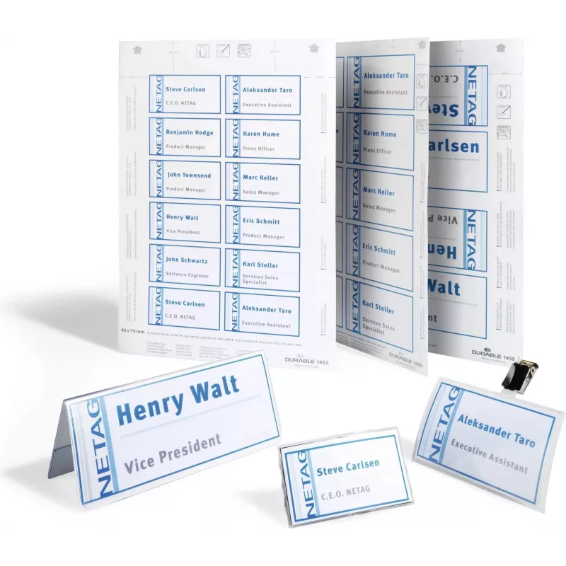 DURABLE BADGEMAKER etichette inserto 30 x 65 mm, bianco, 100 inserti (20 fogli da 5) 142302