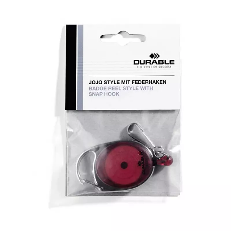 DURABLE Jojo STYLE Portabadge con gancio a molla 832703, rosso