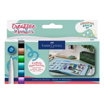 Faber-Castell Goldfaber Creative Marker Set Creative Haven, 6 colori diversi, inchiostro a base acqua, punta a pennello 160603