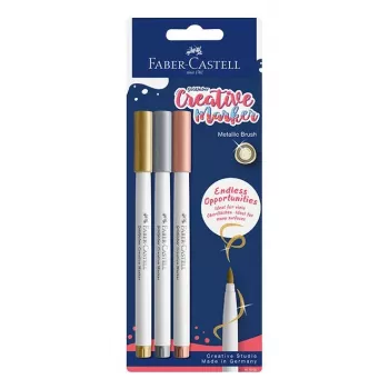 Faber-Castell Goldfaber Creative Marker Set, 3 colori diversi, inchiostro pigmentato a base acqua, inodore, resistente allo strisciamento, resistente agli schizzi, blister 161005