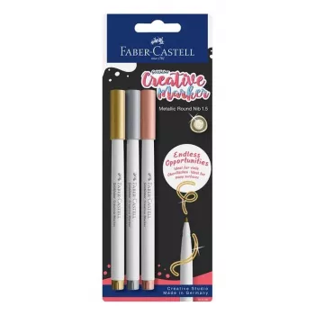 Faber-Castell Creative Marker Goldfaber, blister da 3, inchiostro a base acqua, inodore, resistente allo strisciamento e agli schizzi 161108