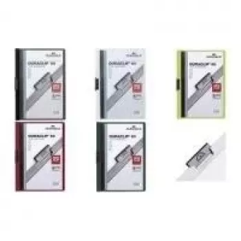 DURABLE DURACLIP ORIGINAL 60 A4 Cartellina con clip, coperchio anteriore blu scuro trasparente, clip in metallo, confezione da 5 (2238-07)