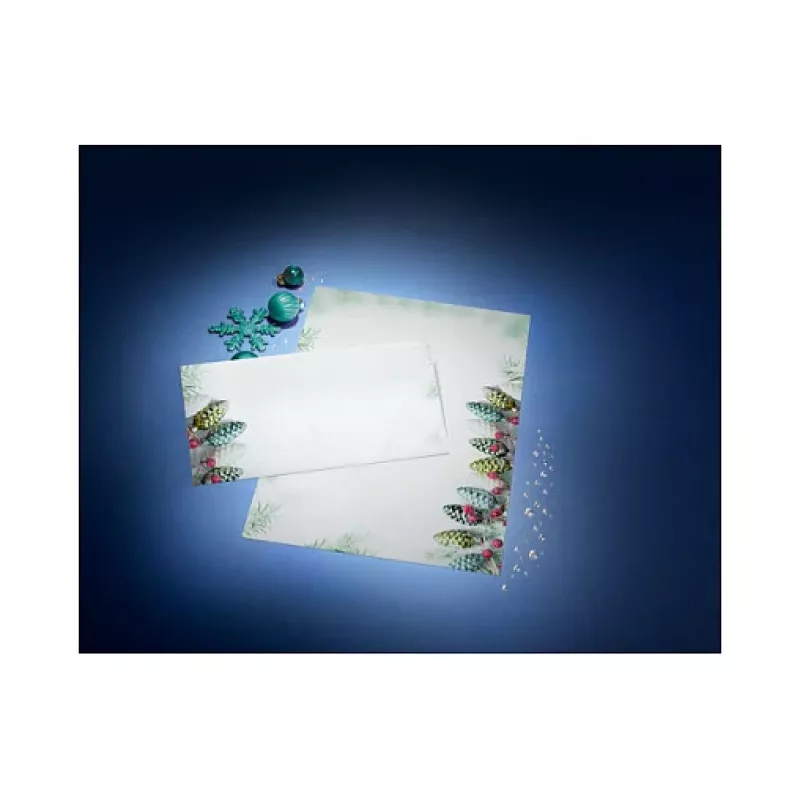 Sigel DU177 Christmas Garland Busta DIN lungo (DL, 110 x 220 mm), senza finestra, bianco/verde, 90 g/m², 50 pz