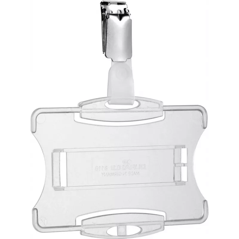 DURABLE Portabadge con clip girevole, trasparente, per 1 tessera, confezione da 25 811819
