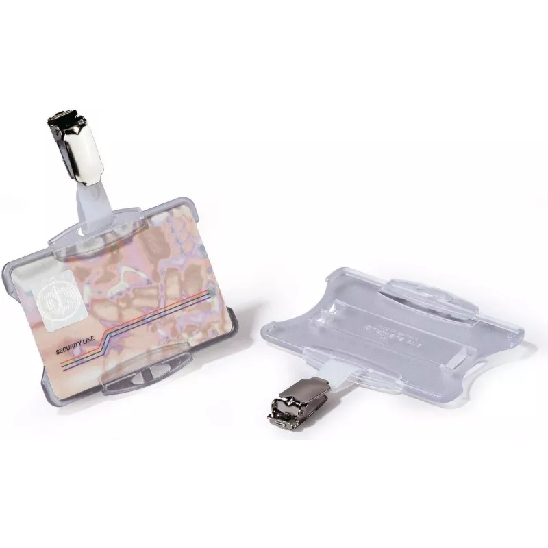 DURABLE Portabadge con clip girevole, trasparente, per 1 tessera, confezione da 25 811819
