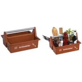 allit McPlus Carry Grillmeister Valigetta da trasporto marrone con manico in alluminio, 2 scomparti grandi 8500908000