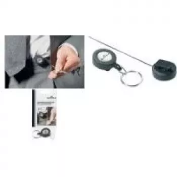 DURABLE Jojo portachiavi estensibile con anello portachiavi, nero, cordino 80 cm, confezione da 10 822258