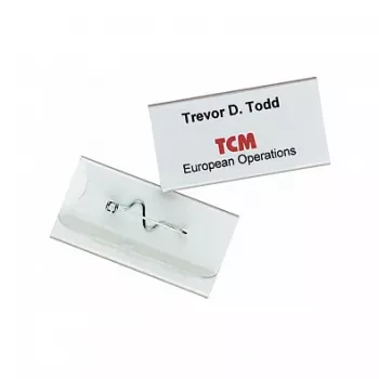 DURABLE tesserino nominativo 30x60mm con spilla a onda, trasparente, 10 pezzi 860619
