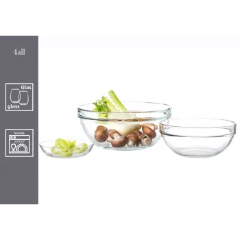 RITZENHOFF & BREKER Snap 4All set ciotole in vetro, 6 pezzi, 120 mm, 250 ml, trasparente 111945