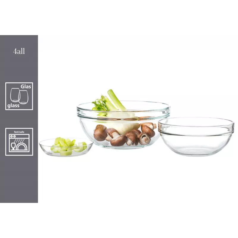 RITZENHOFF & BREKER Snap 4All set ciotole in vetro, 6 pezzi, 120 mm, 250 ml, trasparente 111945