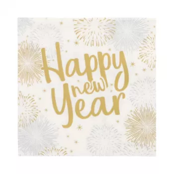 PAPSTAR Happy New Year tovaglioli 330 x 330 mm, 3 strati, piega 1/4, confezione da 20 89772