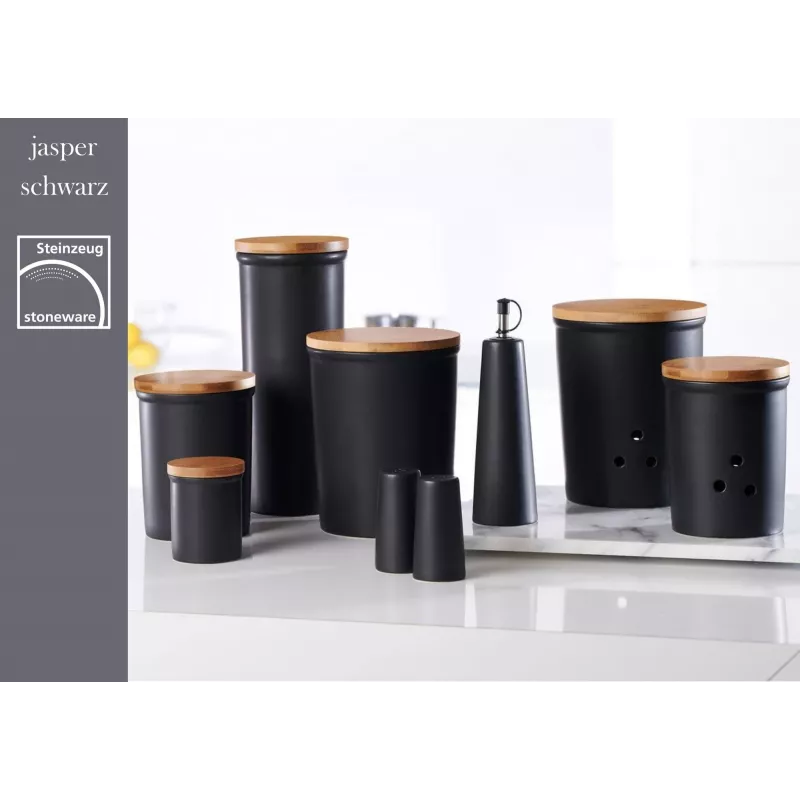 Ritzenhoff & Breker Jasper barattolo per conserve 1,6L gres con coperchio in bambù, nero 415322