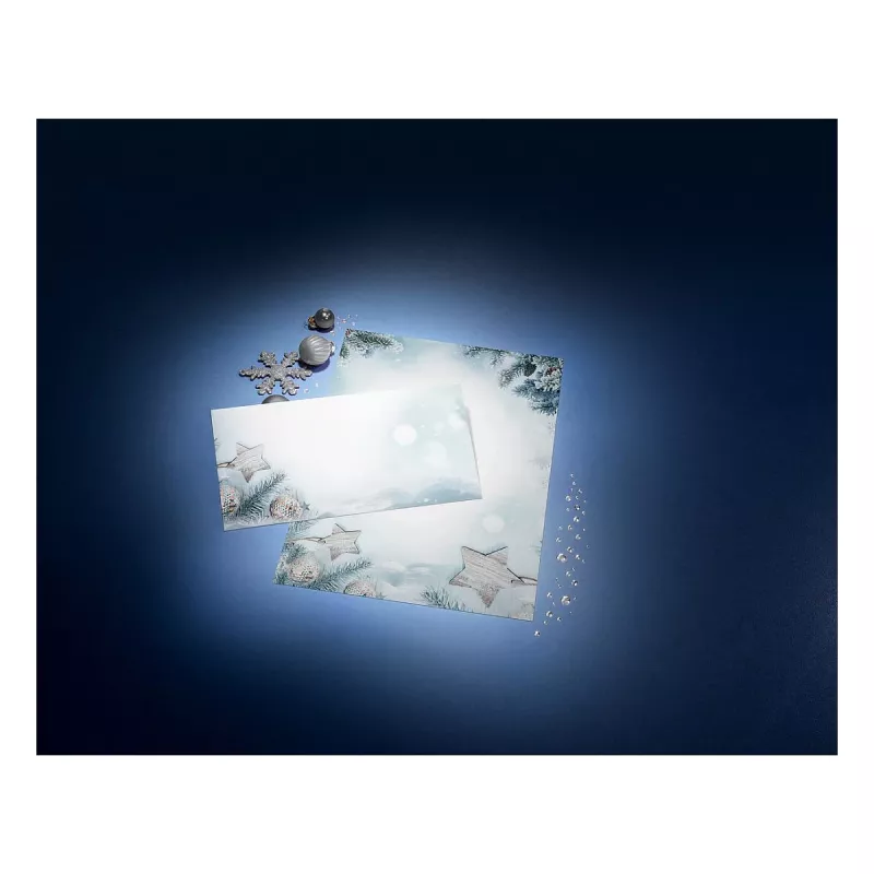 SIGEL Snow Star carta decorativa DL 110 x 220 mm 80 g/m² blu/bianco DU312