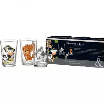 Ritzenhoff & Breker HOFTIERE animali della fattoria set di 3 bicchieri, stampa decorativa a motivo 819243